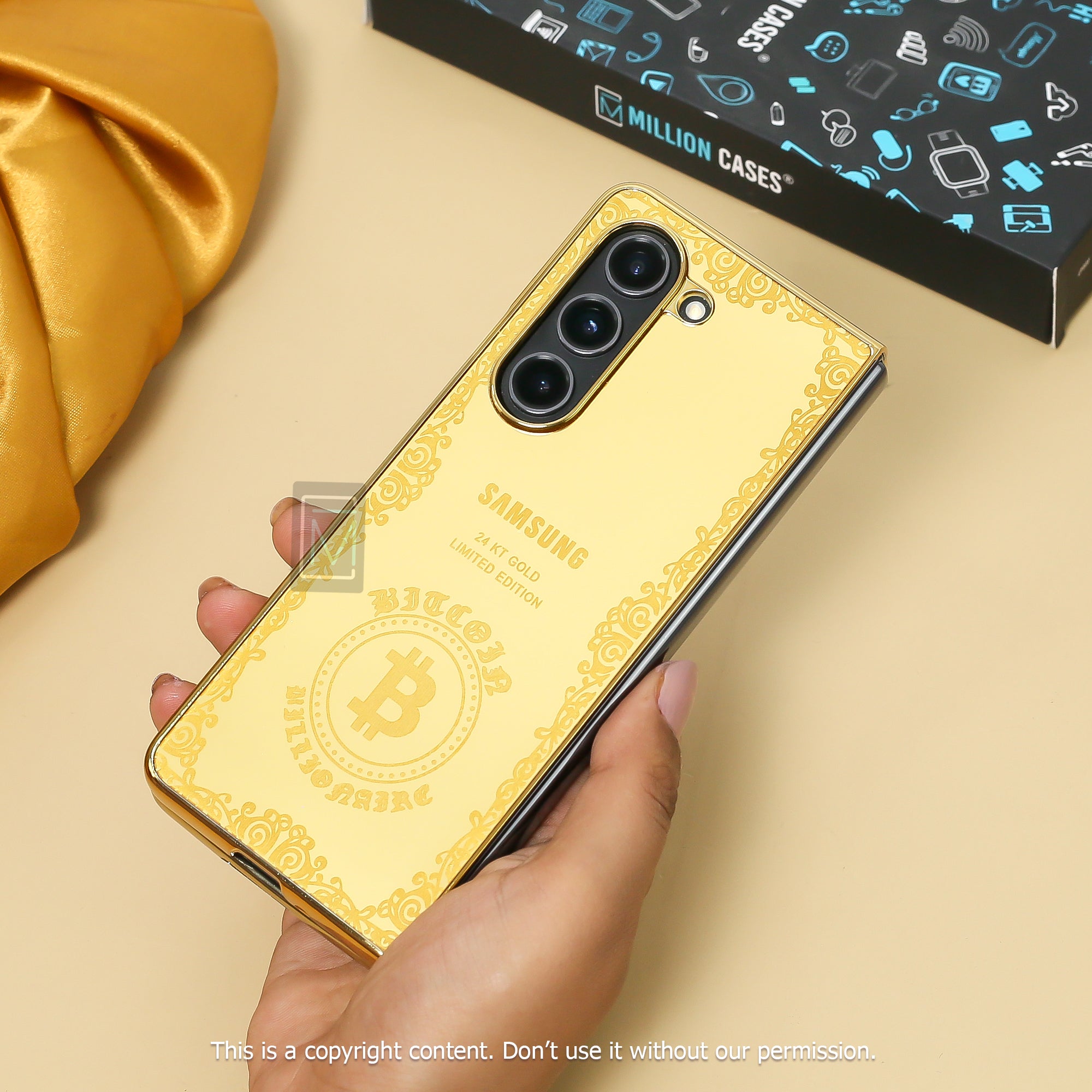 Galaxy Z Fold5 Crafted Gold Luxurious Camera Protective Case