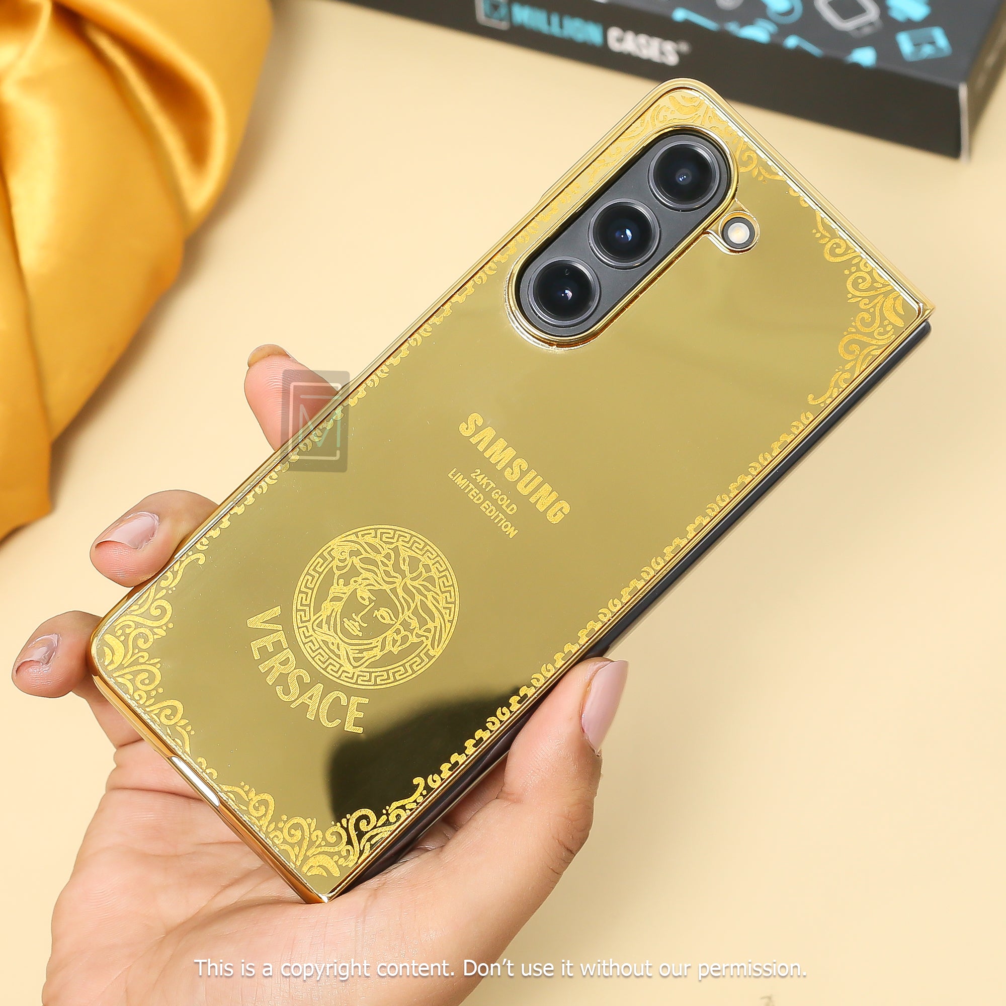 Galaxy Z Fold5 Crafted Gold Luxurious Camera Protective Case