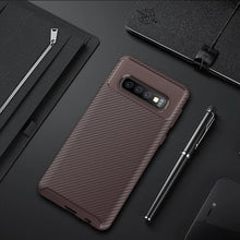 Load image into Gallery viewer, Galaxy S10 Plus Frosted Carbon Fiber Shockproof Soft Case
