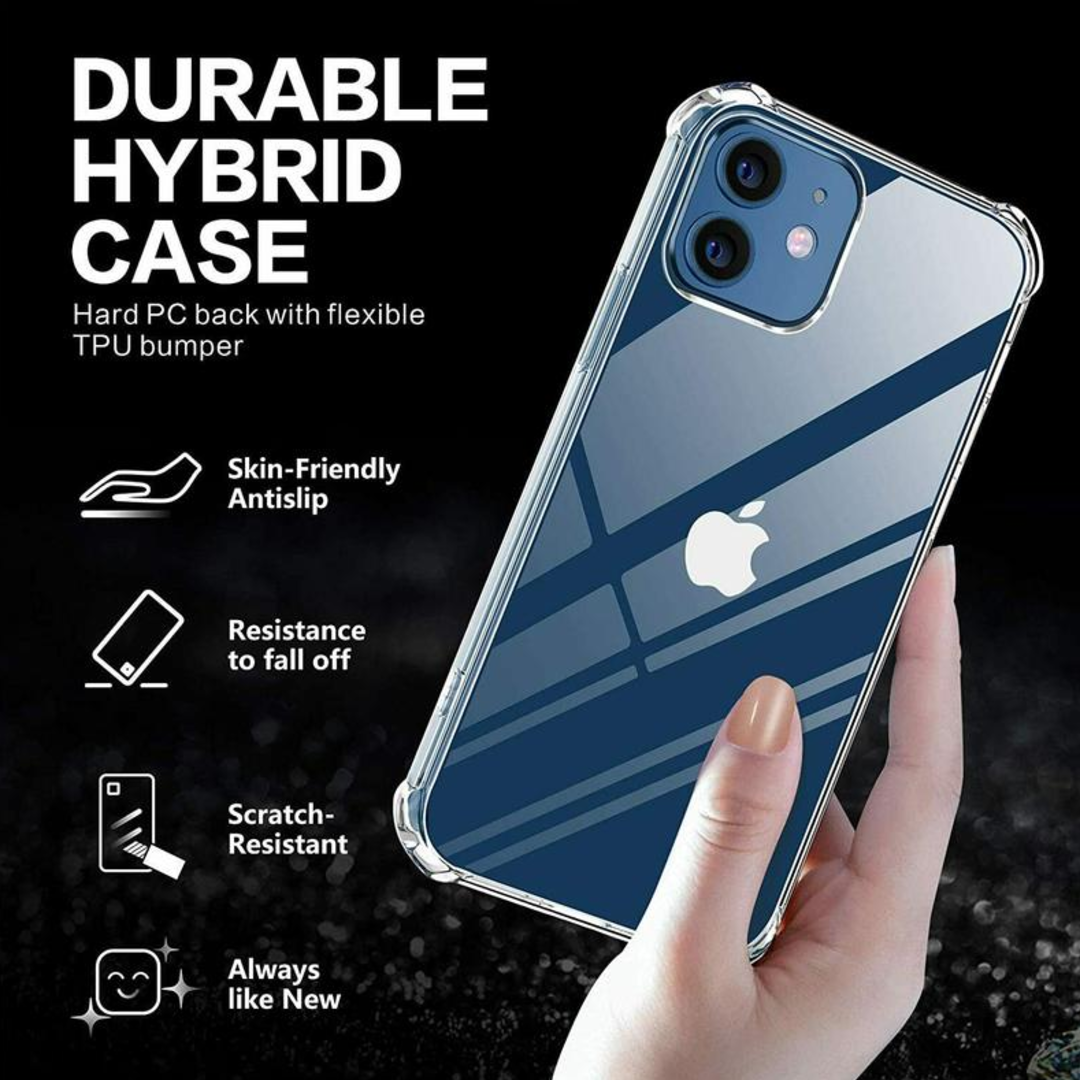 iPhone 13 Series - Anti Knock Clear Case With Tempered Glass