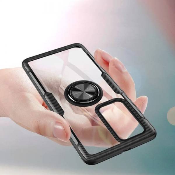 Galaxy S10 Lite Shockproof Transparent Metallic Ring Holder Case