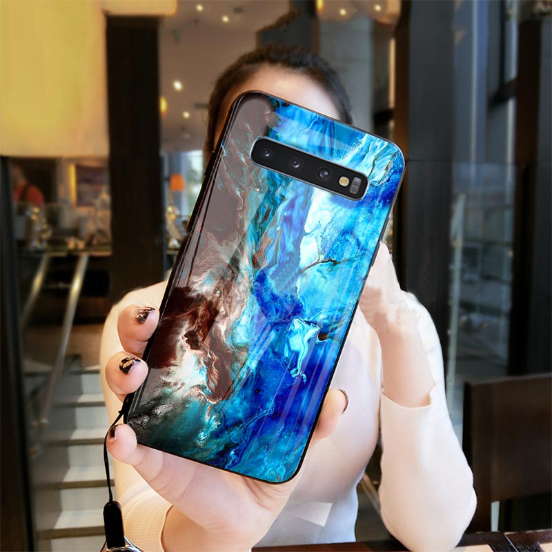 Galaxy S10 Soothing Sea Pattern Marble Glass Back Case