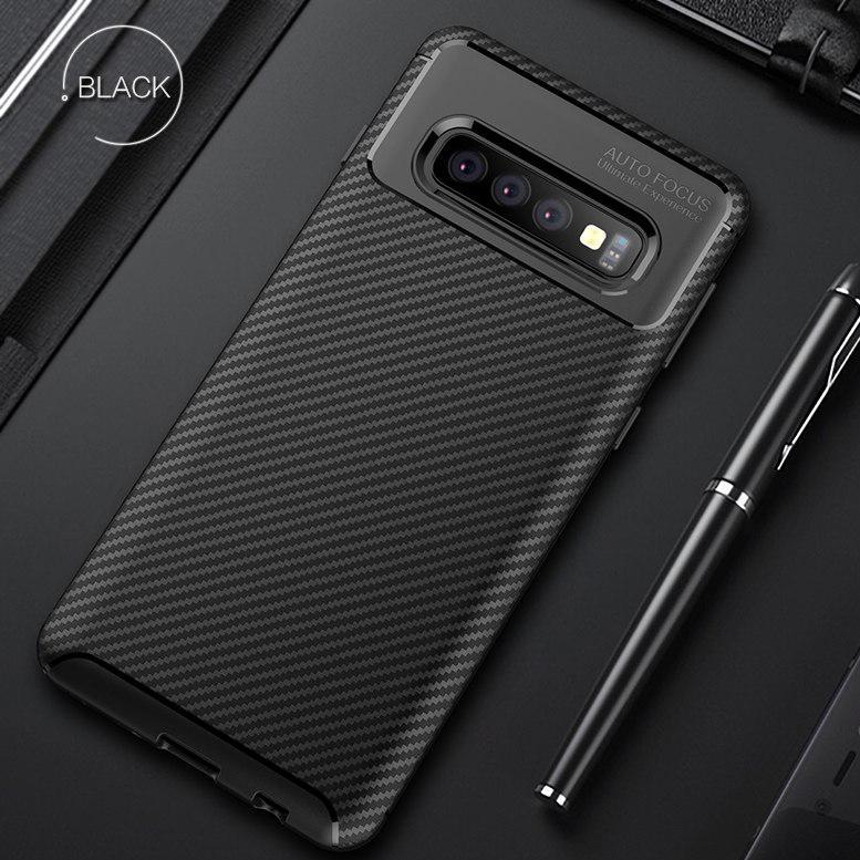 Galaxy S10 Plus Frosted Carbon Fiber Shockproof Soft Case