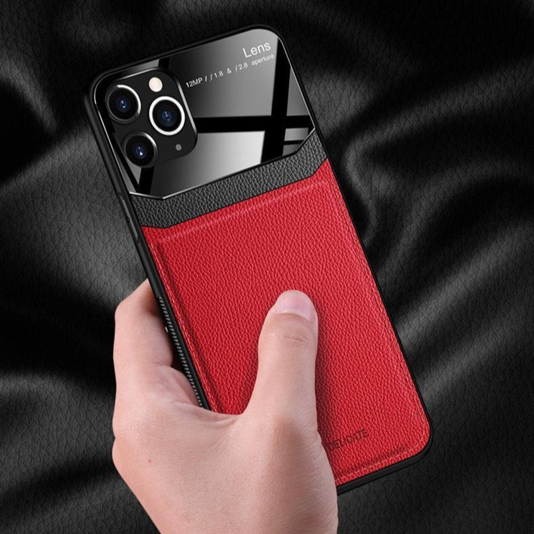 iPhone 11 Series Sleek Slim Leather Glass Case