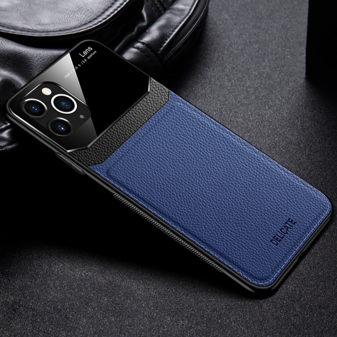 iPhone 11 Pro Max Sleek Slim Leather Glass Case