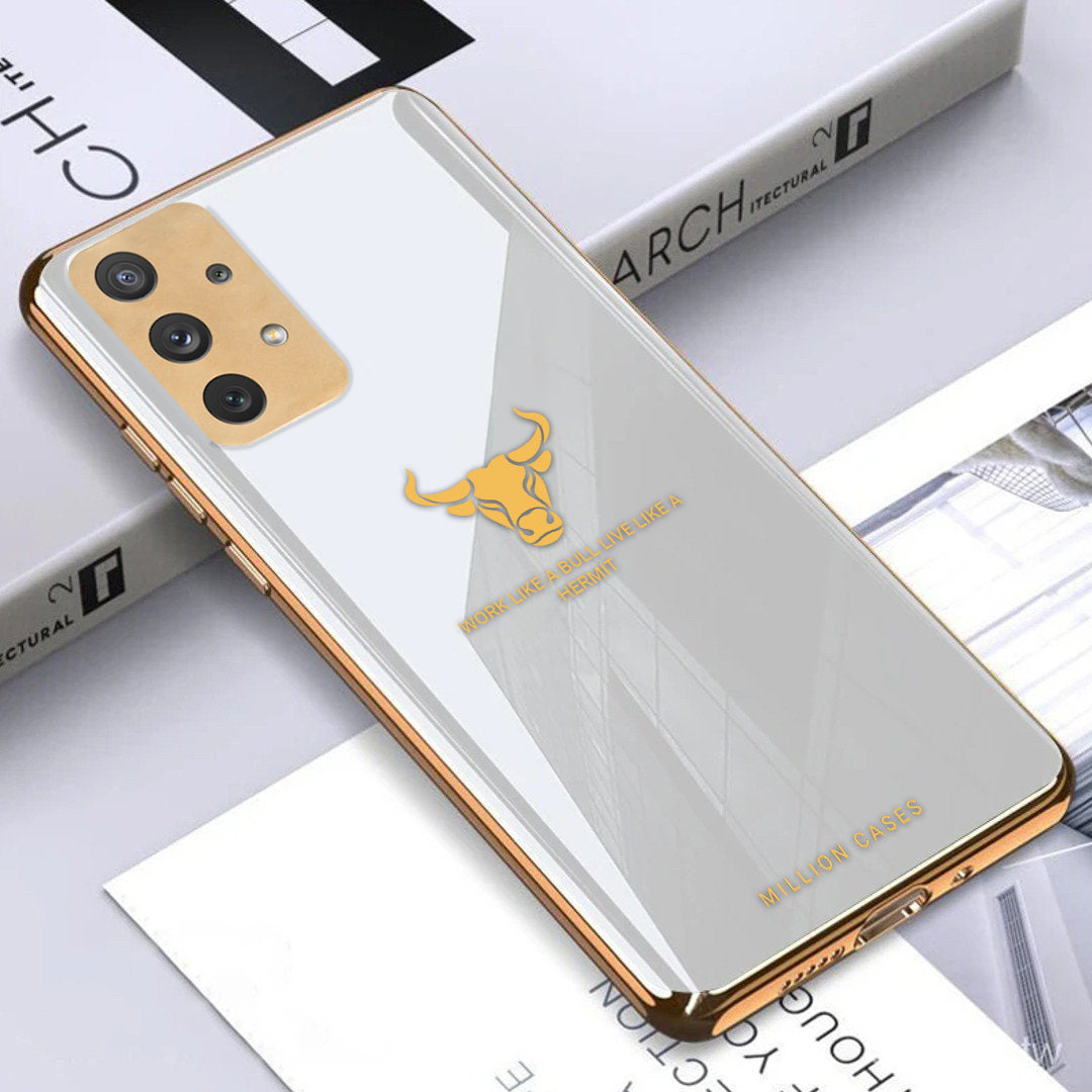 Galaxy A72 Bull Pattern Electroplating Glass Case