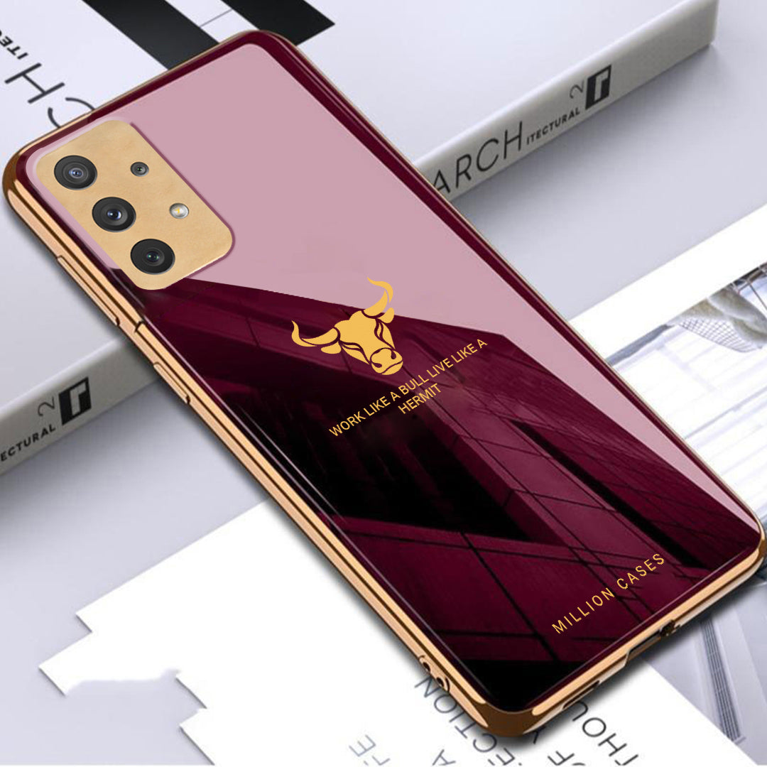 Galaxy A72 Bull Pattern Electroplating Glass Case