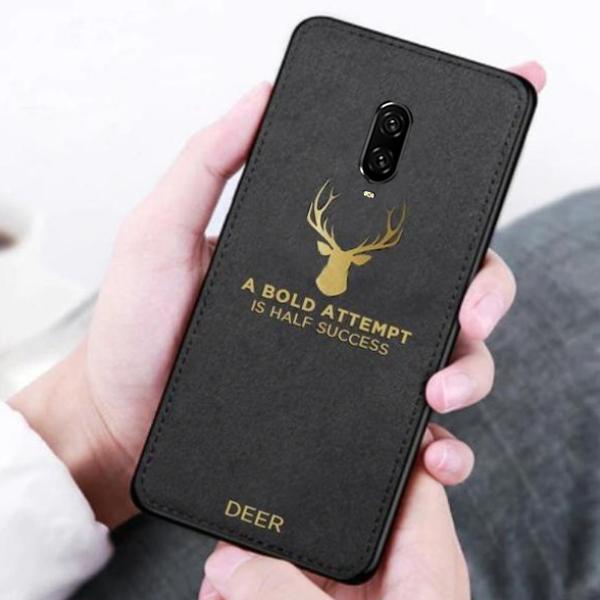 OnePlus 6T Luxury Gold Textured Deer Pattern Soft Case