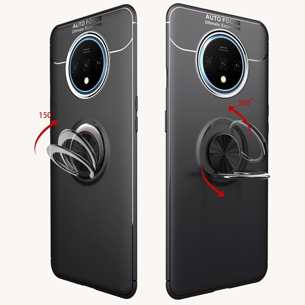 OnePlus 7T (2 in 1 Combo) Ring Holder Case + Lens Guard