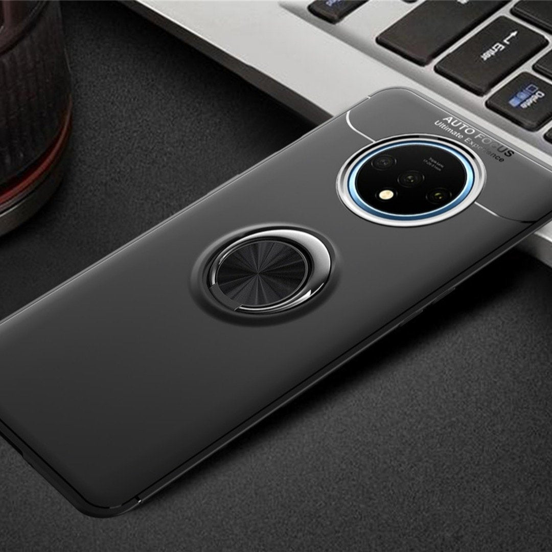 OnePlus 7T (2 in 1 Combo) Ring Holder Case + Lens Guard