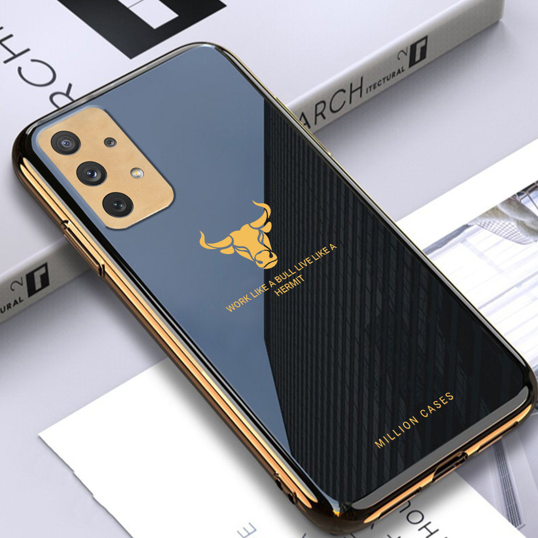 Galaxy A72 Bull Pattern Electroplating Glass Case