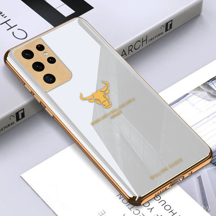 Bull Pattern Electroplating Glass Case - Samsung